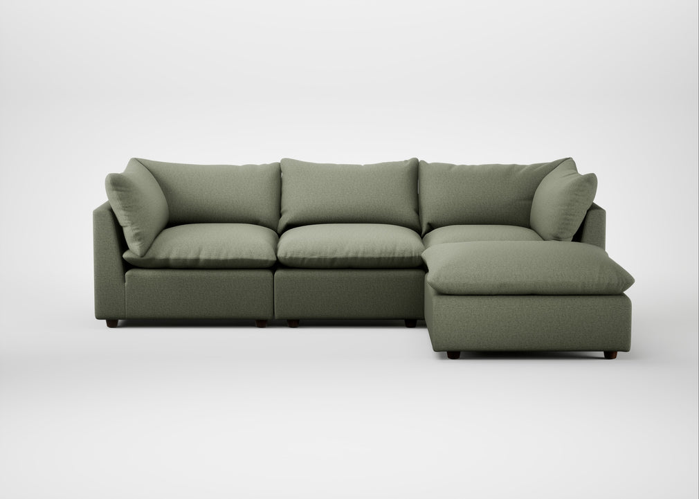 Astrid Right Hand Facing Corner Chaise Sofa Capelo Linen-Cotton Sage / Walnut Stained Beech
