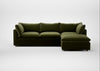 Astrid Right Hand Facing Corner Chaise Sofa Cotton Velvet Evergreen / Natural Beech