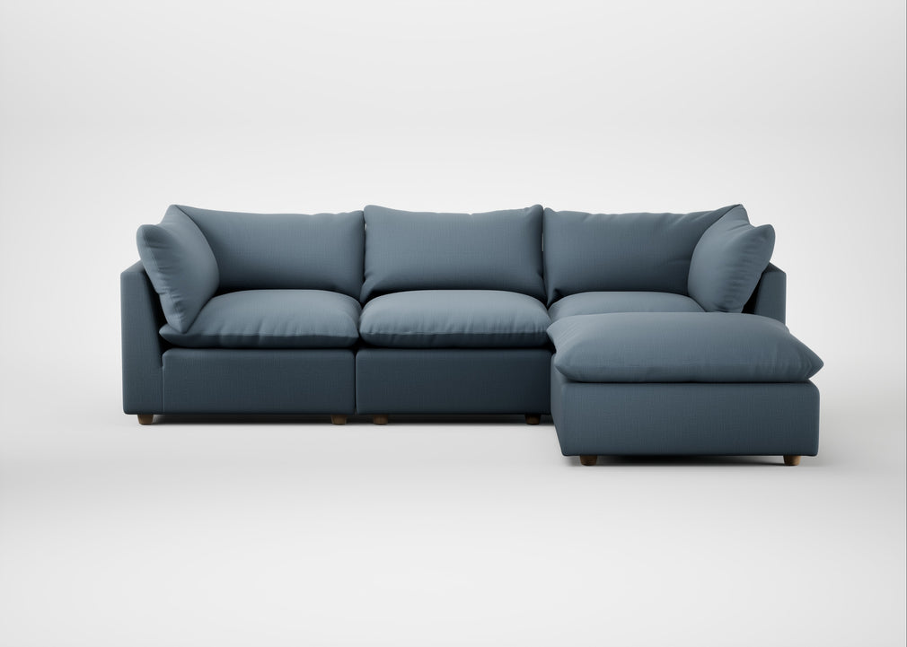 Astrid Right Hand Facing Corner Chaise Sofa Smart Cotton Linen Celestial / Natural Beech