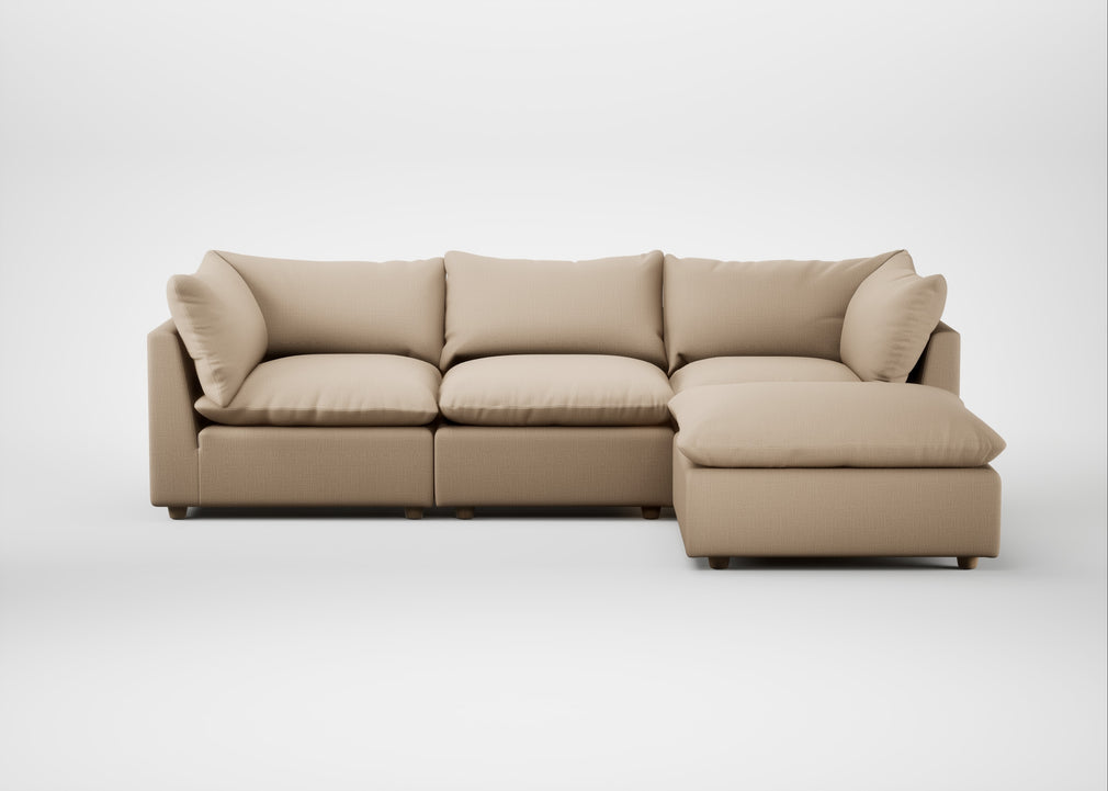 Astrid Right Hand Facing Corner Chaise Sofa Smart Cotton Linen Rice / Natural Beech