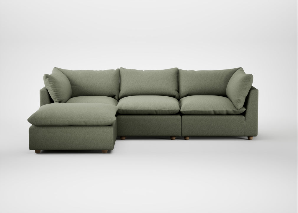 Astrid Left Hand Facing Corner Chaise Sofa Capelo Linen-Cotton Sage / Natural Beech