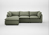 Astrid Left Hand Facing Corner Chaise Sofa Capelo Linen-Cotton Sage / Walnut Stained Beech