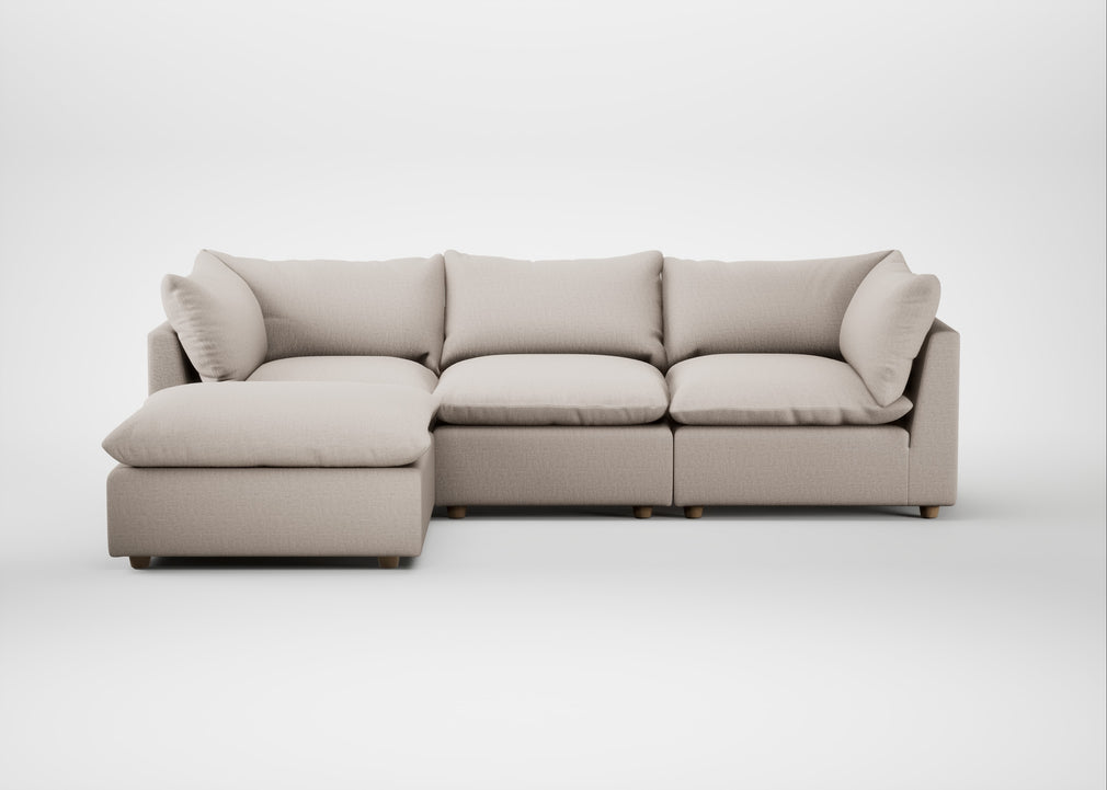 Astrid Left Hand Facing Corner Chaise Sofa Capelo Linen-Cotton Sesame / Natural Beech