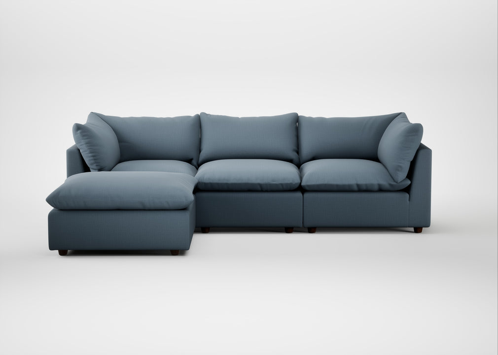 Astrid Left Hand Facing Corner Chaise Sofa Smart Cotton Linen Celestial / Walnut Stained Beech