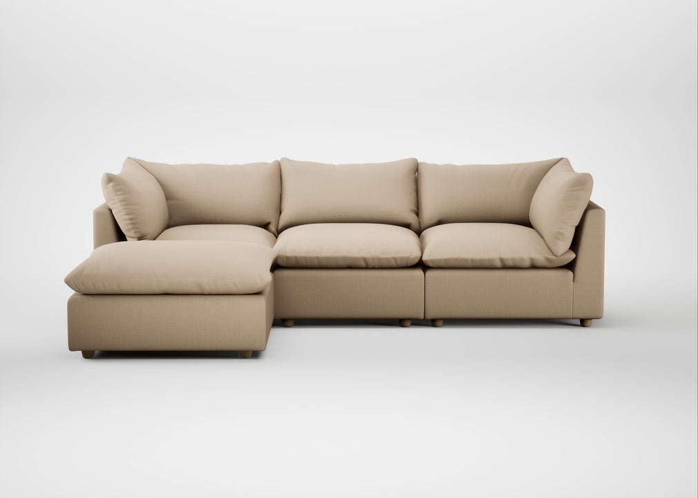 Astrid Left Hand Facing Corner Chaise Sofa Smart Cotton Linen Rice / Natural Beech