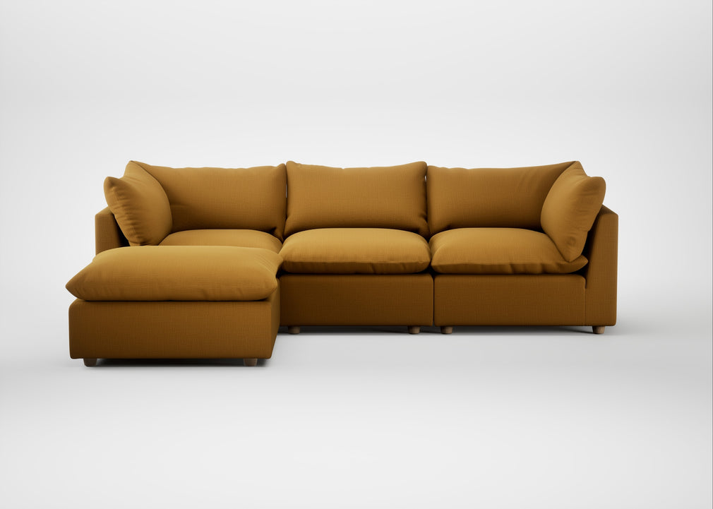 Astrid Left Hand Facing Corner Chaise Sofa Smart Cotton Linen Sahara / Natural Beech