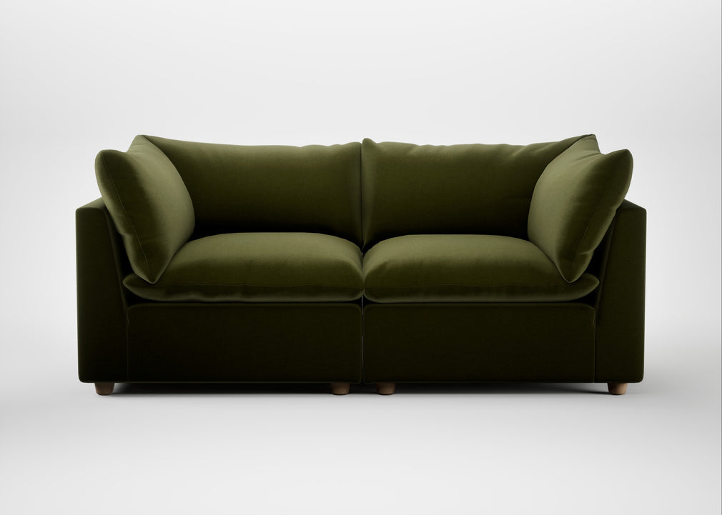Astrid 3 Seater Sofa Cotton Velvet Evergreen / Natural Beech