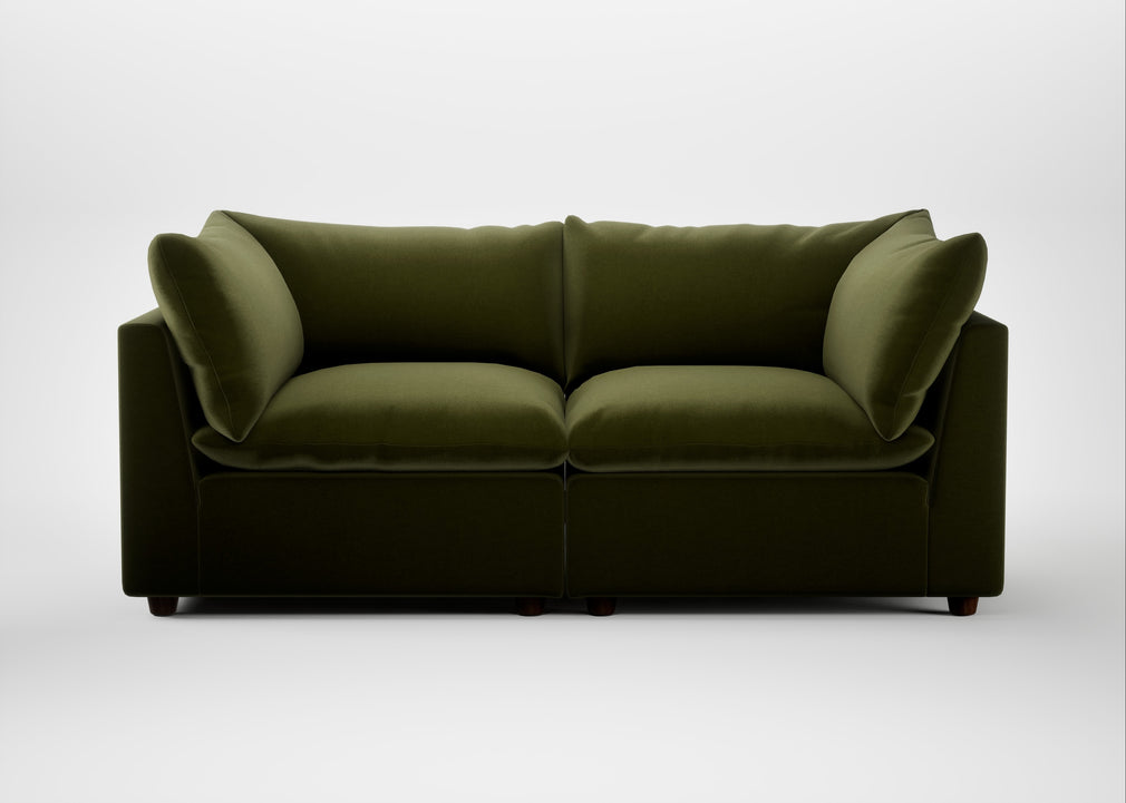 Astrid 3 Seater Sofa Cotton Velvet Evergreen / Walnut Stained Beech
