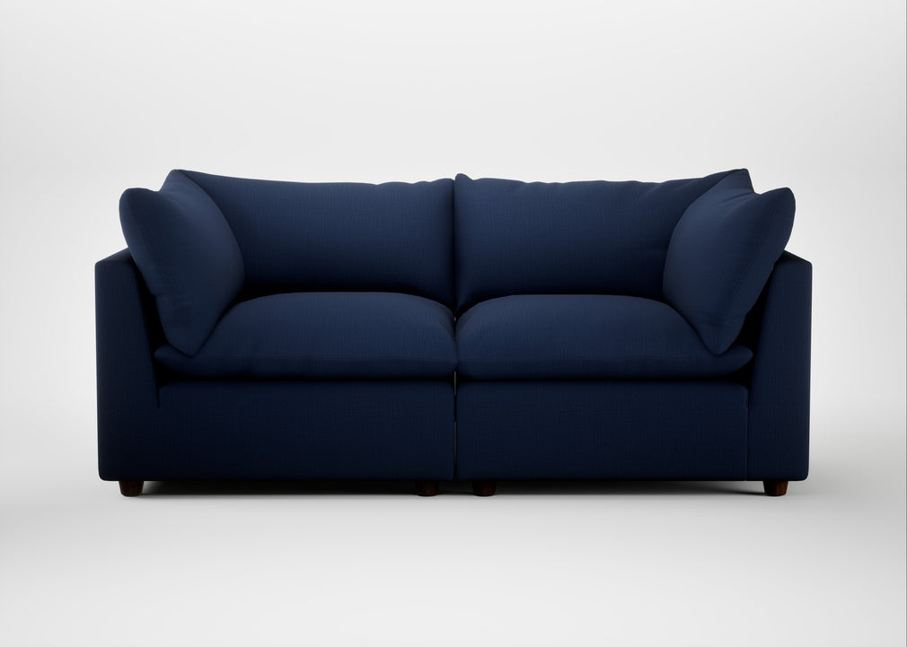 Astrid 3 Seater Sofa Smart Cotton Linen Indigo / Walnut Stained Beech