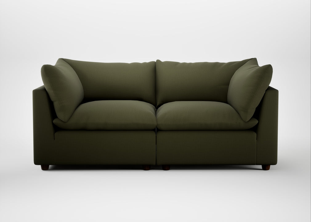 Astrid 3 Seater Sofa Smart Cotton Linen Myrtle / Walnut Stained Beech