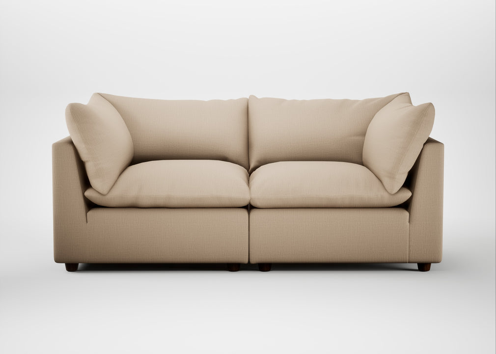 Astrid 3 Seater Sofa Smart Cotton Linen Rice / Walnut Stained Beech