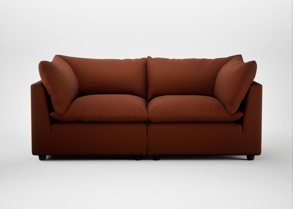 Astrid 3 Seater Sofa Smart Cotton Linen Rust / Walnut Stained Beech