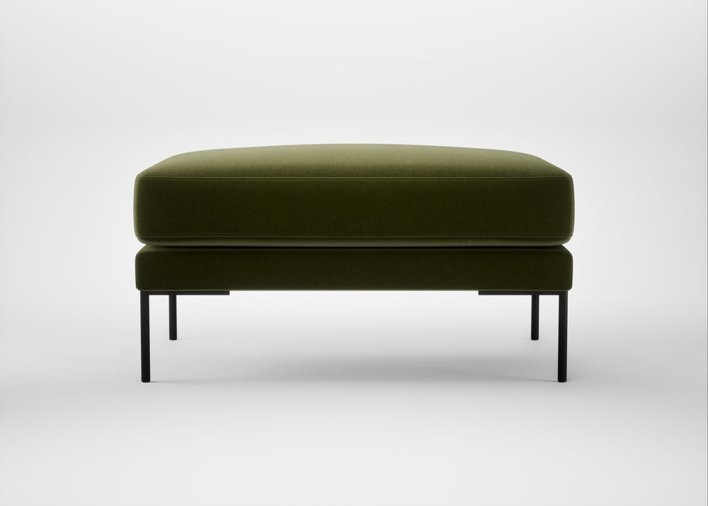 Torrington Ottoman Cotton Velvet Evergreen