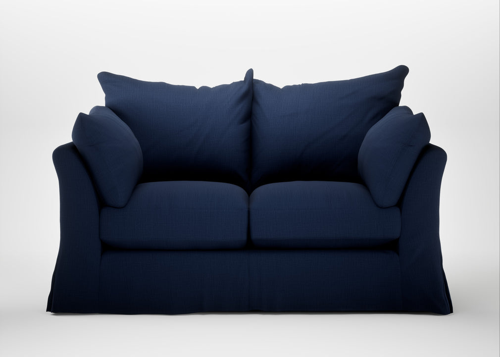 Tailor Loose Cover 2 Seater Sofa Smart Cotton Linen Indigo