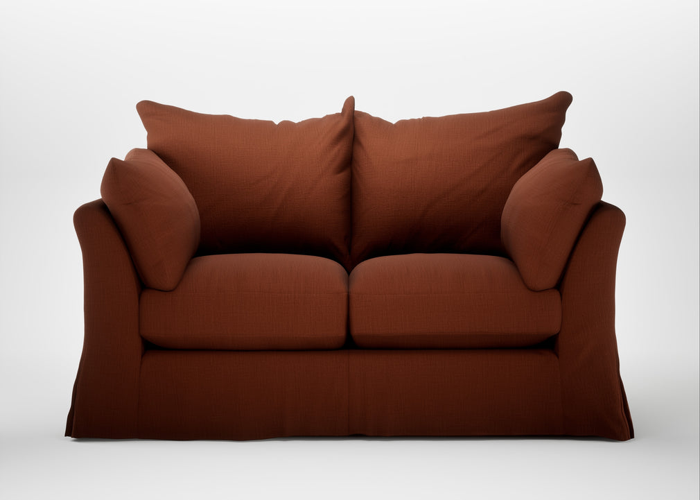 Tailor Loose Cover 2 Seater Sofa Smart Cotton Linen Rust