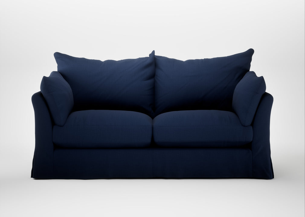 Tailor Loose Cover 3 Seater Sofa Smart Cotton Linen Indigo