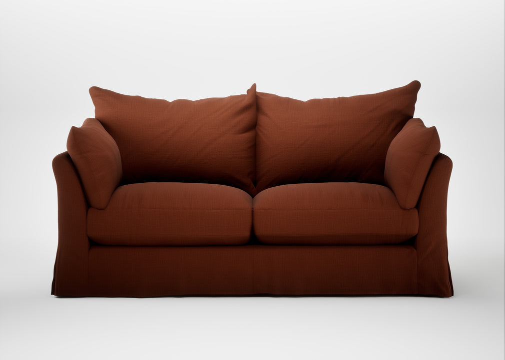 Tailor Loose Cover 3 Seater Sofa Smart Cotton Linen Rust