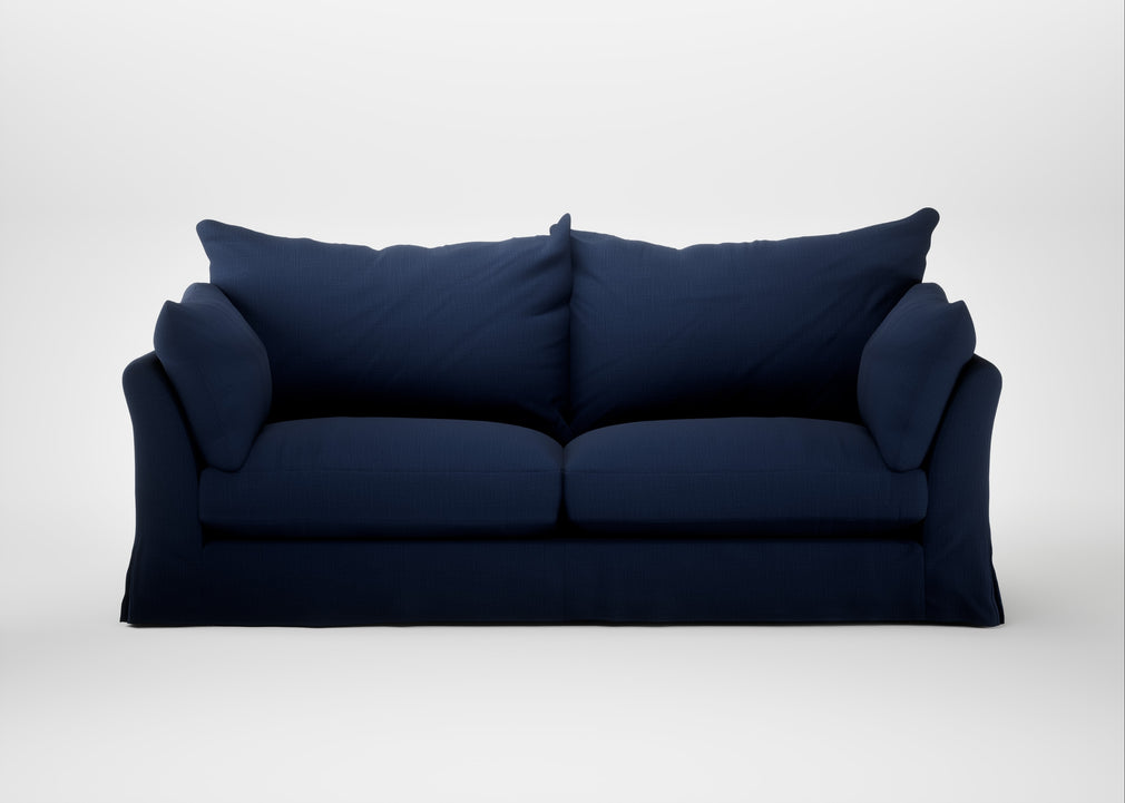 Tailor Loose Cover 4 Seater Sofa Smart Cotton Linen Indigo