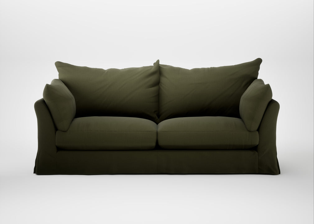 Tailor Loose Cover 4 Seater Sofa Smart Cotton Linen Myrtle