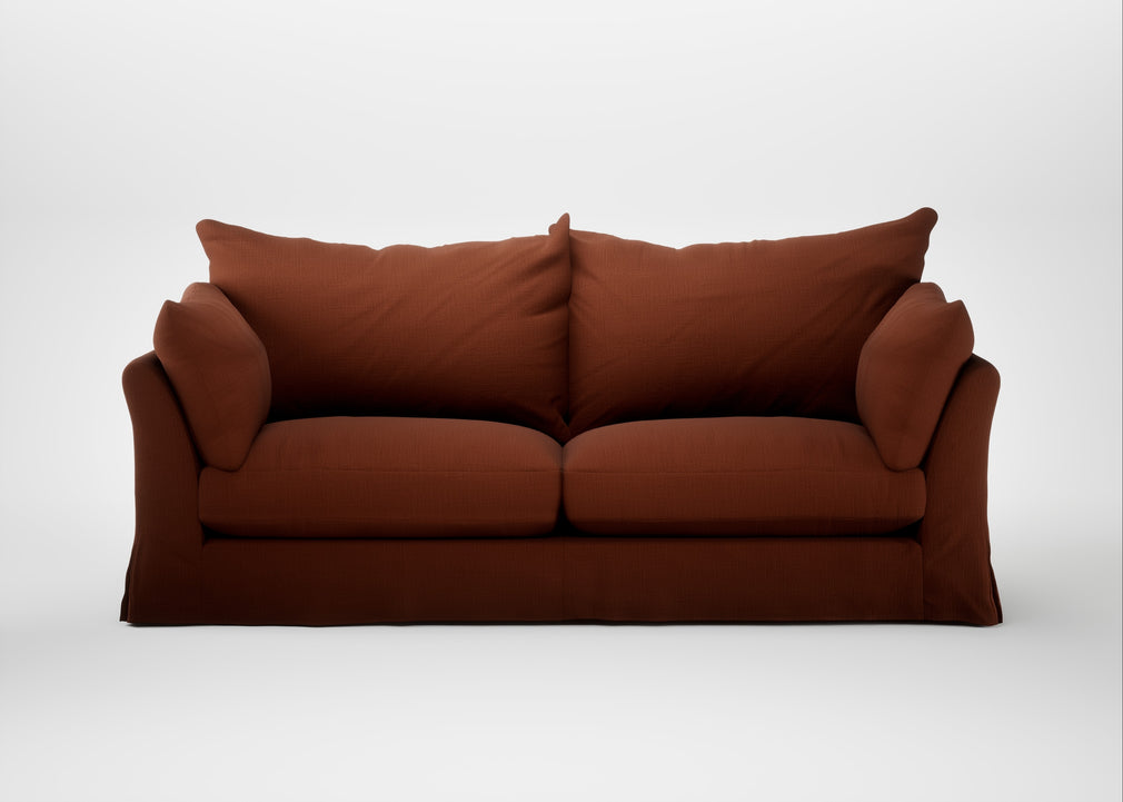 Tailor Loose Cover 4 Seater Sofa Smart Cotton Linen Rust