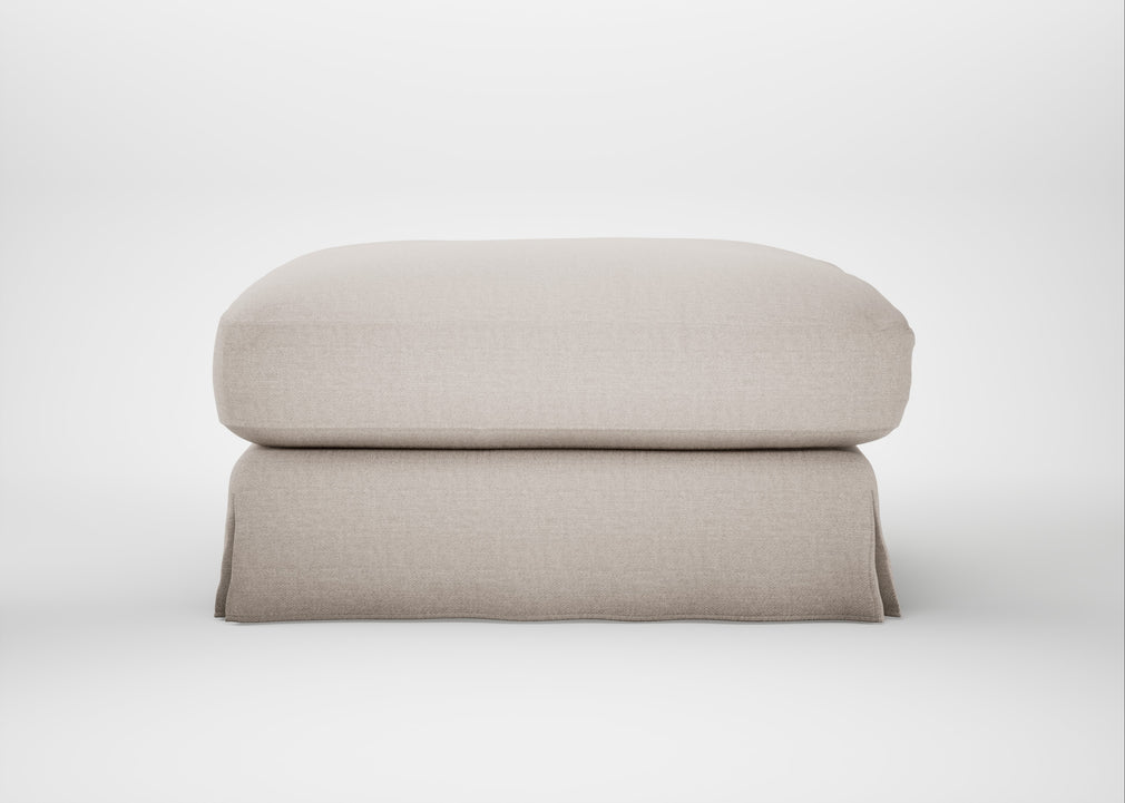 Tailor Loose Cover Square Footstool Capelo Linen-Cotton Sesame