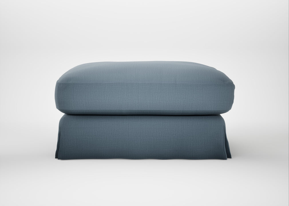 Tailor Loose Cover Square Footstool Smart Cotton Linen Celestial