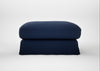 Tailor Loose Cover Square Footstool Smart Cotton Linen Indigo