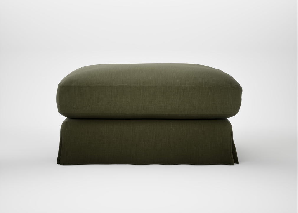 Tailor Loose Cover Square Footstool Smart Cotton Linen Myrtle