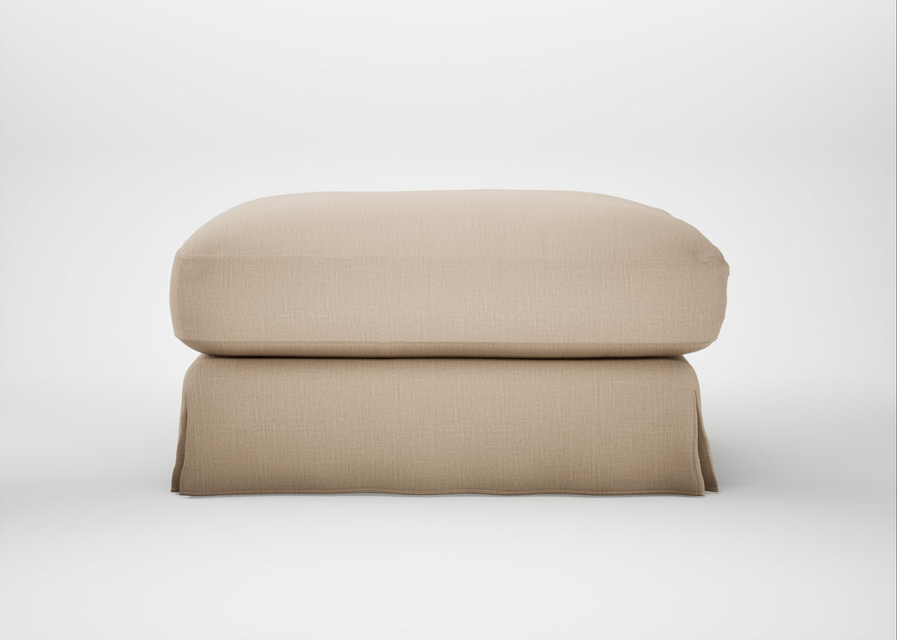 Tailor Loose Cover Square Footstool Smart Cotton Linen Rice