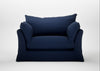 Tailor Loose Cover Loveseat Smart Cotton Linen Indigo