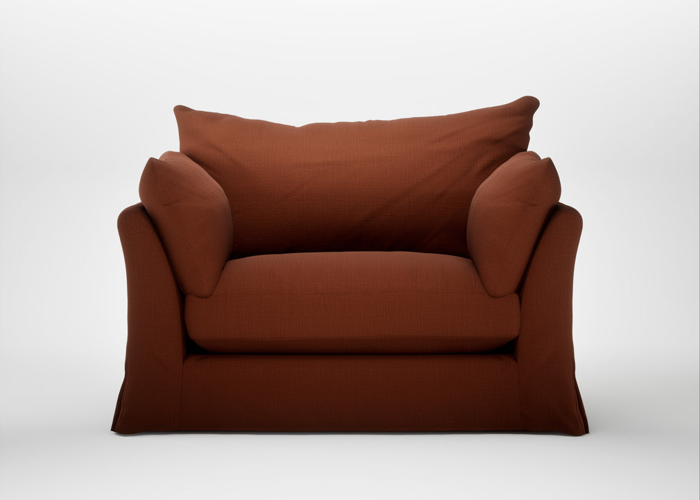 Tailor Loose Cover Loveseat Smart Cotton Linen Rust