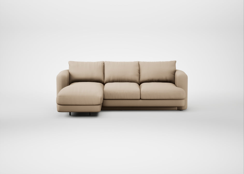 Rafi Left Hand Facing Chaise Sofa Smart Cotton Linen Rice