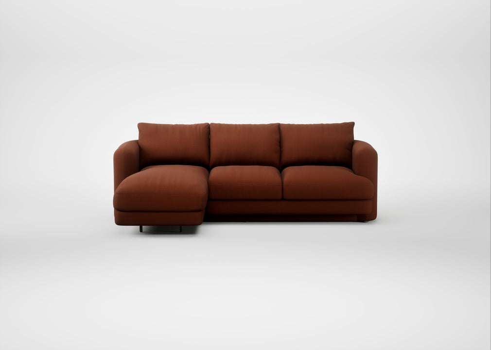 Rafi Left Hand Facing Chaise Sofa Smart Cotton Linen Rust