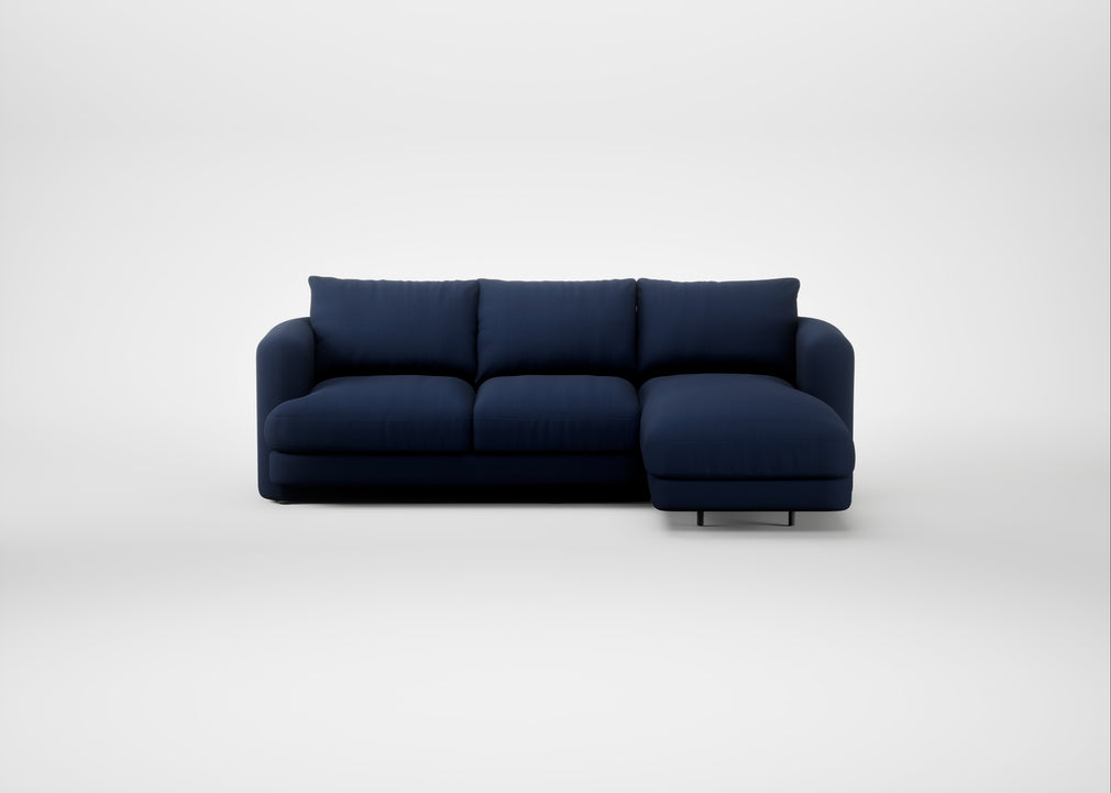Rafi Right Hand Facing Chaise Sofa Smart Cotton Linen Indigo