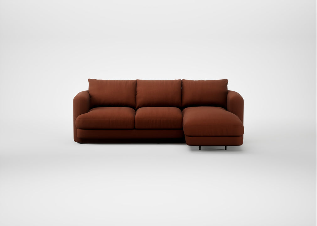 Rafi Right Hand Facing Chaise Sofa Smart Cotton Linen Rust