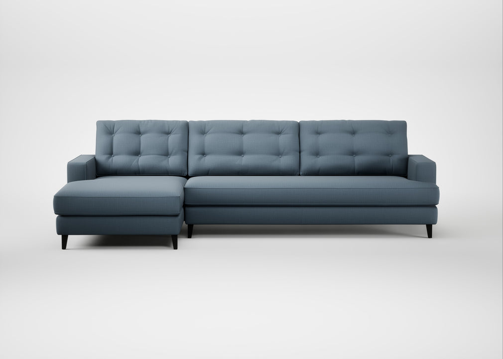 Mistral Left Hand Facing Corner Sofa Smart Cotton Linen Celestial / Black