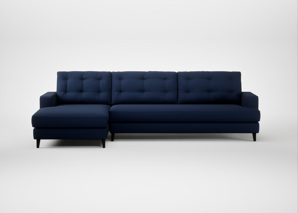 Mistral Left Hand Facing Corner Sofa Smart Cotton Linen Indigo / Black