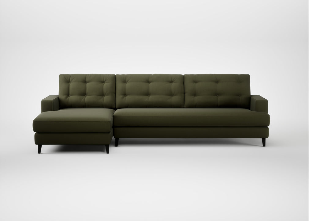 Mistral Left Hand Facing Corner Sofa Smart Cotton Linen Myrtle / Black