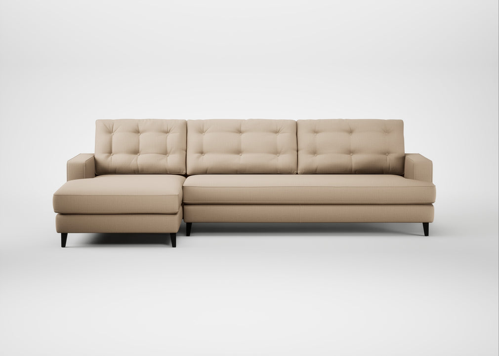 Mistral Left Hand Facing Corner Sofa Smart Cotton Linen Rice / Black