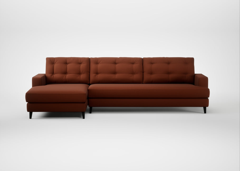 Mistral Left Hand Facing Corner Sofa Smart Cotton Linen Rust / Black