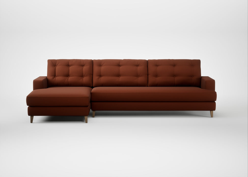 Mistral Left Hand Facing Corner Sofa Smart Cotton Linen Rust / Natural