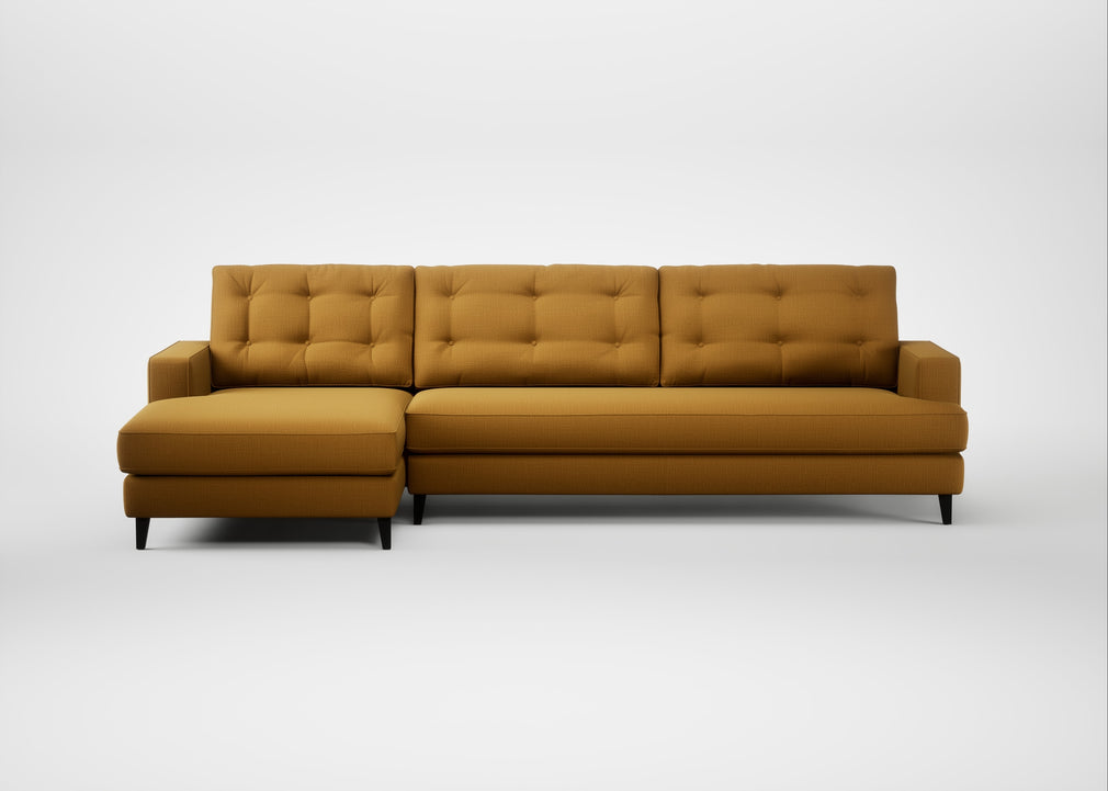Mistral Left Hand Facing Chaise Sofa Smart Cotton Linen Sahara / Black