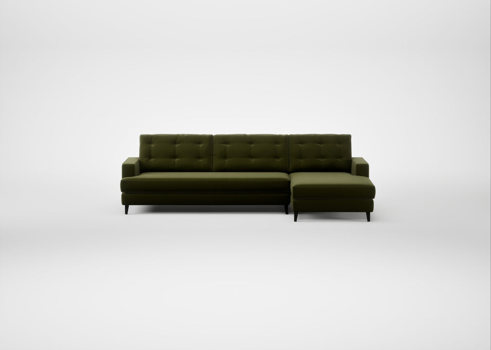 Mistral Right Hand Facing Chaise Sofa Cotton Velvet Evergreen / Black