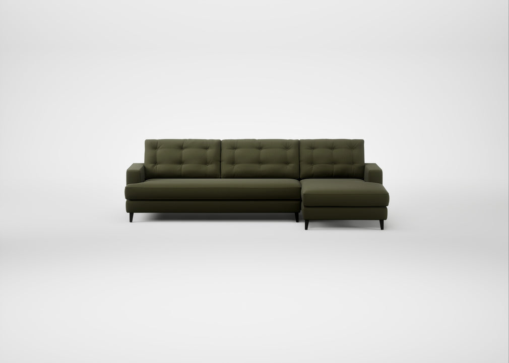 Mistral Right Hand Facing Corner Sofa Smart Cotton Linen Myrtle / Black