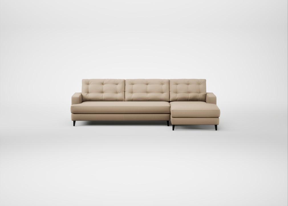 Mistral Right Hand Facing Corner Sofa Smart Cotton Linen Rice / Black