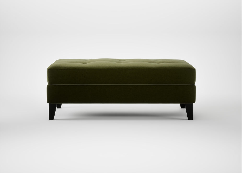 Mistral Footstool Cotton Velvet Evergreen / Black