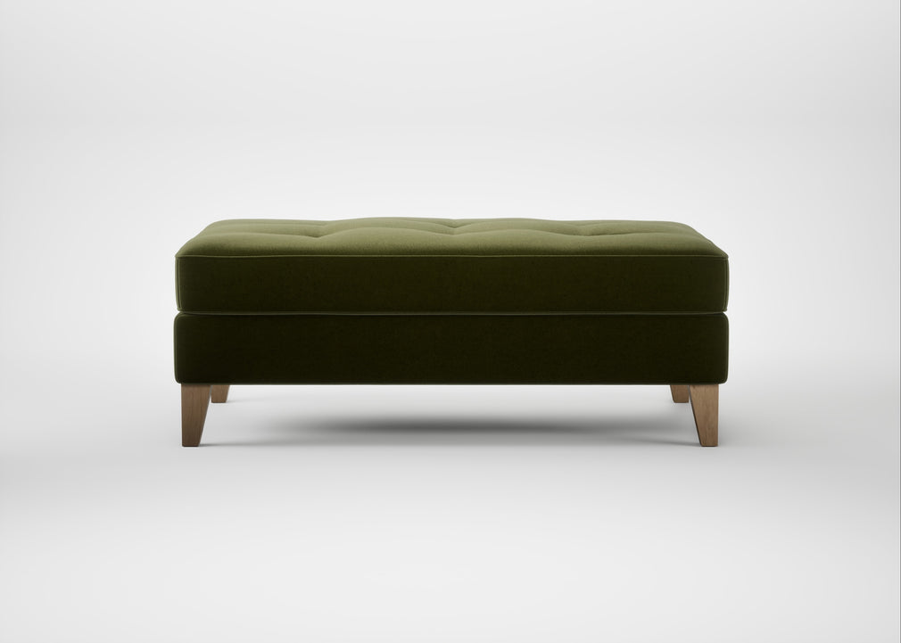 Mistral Footstool Cotton Velvet Evergreen / Natural