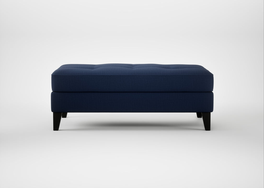 Mistral Footstool Smart Cotton Linen Indigo / Black