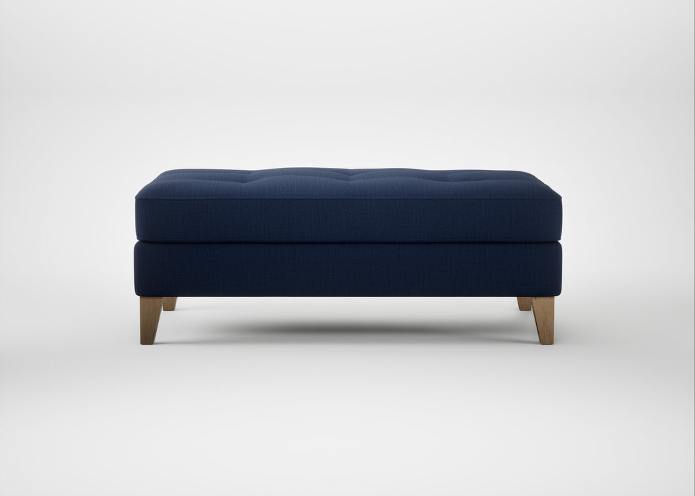 Mistral Footstool Smart Cotton Linen Indigo / Natural