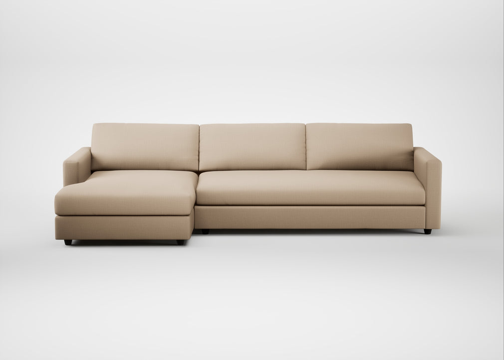 Nimbus II Left Hand Facing Chaise Corner Sofa Smart Cotton Linen Rice